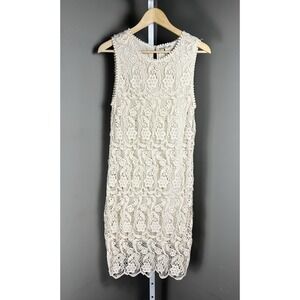 Joie Vionne Sleeveless Crocheted Lace Cotton Dress in Cream SZ L